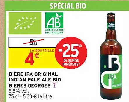 bière ipa original indian pale ale bio bières georges