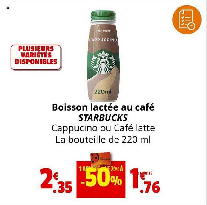 boisson lactée au café starbucks