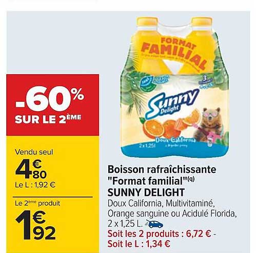 boisson rafraîchissante "format familial" sunny delight