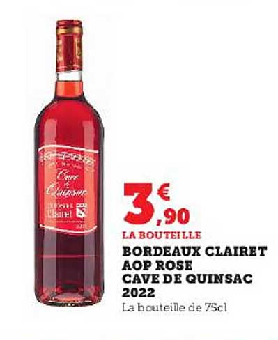 bordeaux clairet aop rosé cave de quinsac 2022