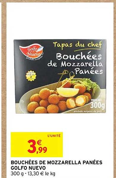 bouchées de mozzarella panées golfo nuevo