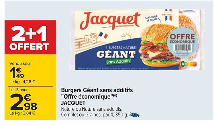 Burgers Géant Sans Additifs "offre économique" Jacquet
