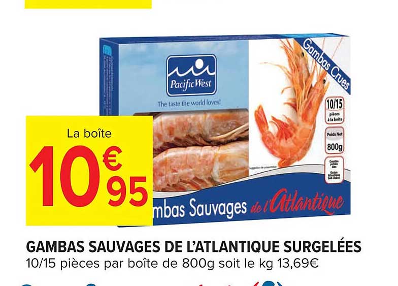 gambas sauvages de l'atlantique surgelées