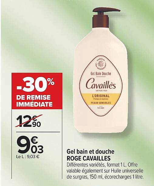 gel bain et douche roge cavaillès