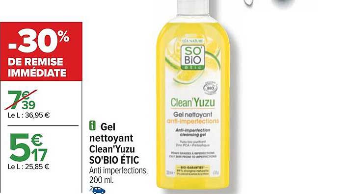 gel nettoyant clean'Yuzu so'bio étic