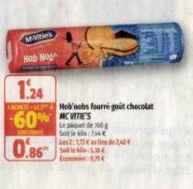 hob'nobs fourré goût chocolat mc vitie's