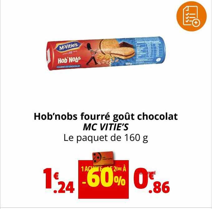 hob'nobs fourré goût chocolat mc vitie's