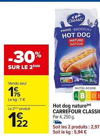 hot dog nature carrefour classic