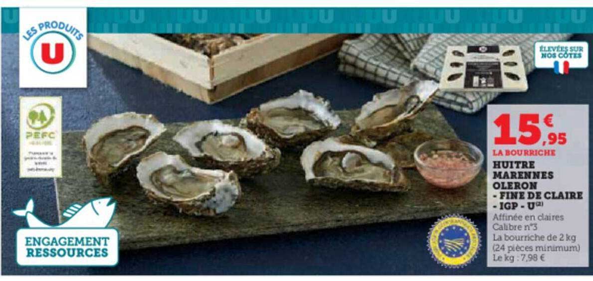 huître marennes oléron - fine de claire - igp - u
