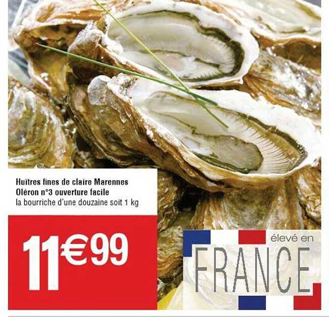 huîtres fines de claire marennes oléron n°3 ouverture facile