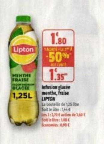 Infusion Glacée Menthe, Fraise Lipton