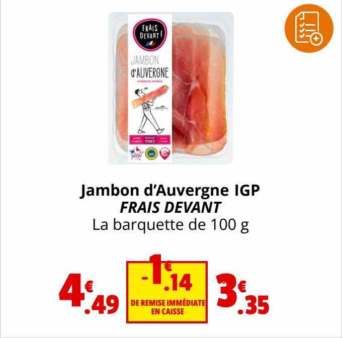 jambon d'auvergne igp frais devant