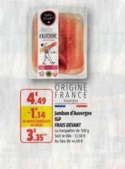 jambon d'auvergne igp frais devant