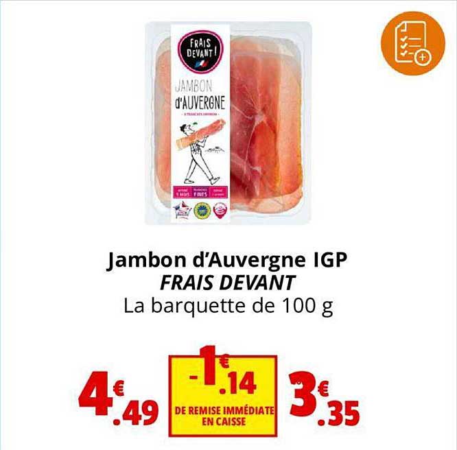 jambon d'auvergne igp frais devant