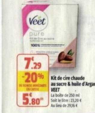 kit de cire chaude au sucre & huile d'argan veet