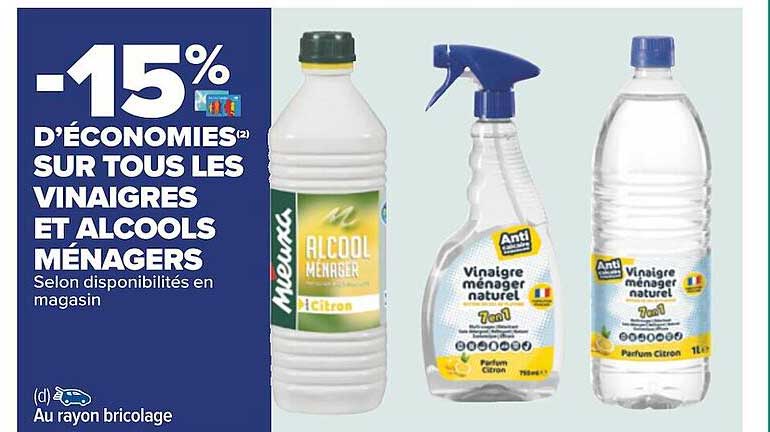 les vinaigres et alcools ménagers