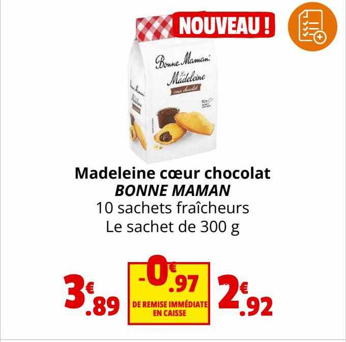 madeleine cœur chocolat bonne maman
