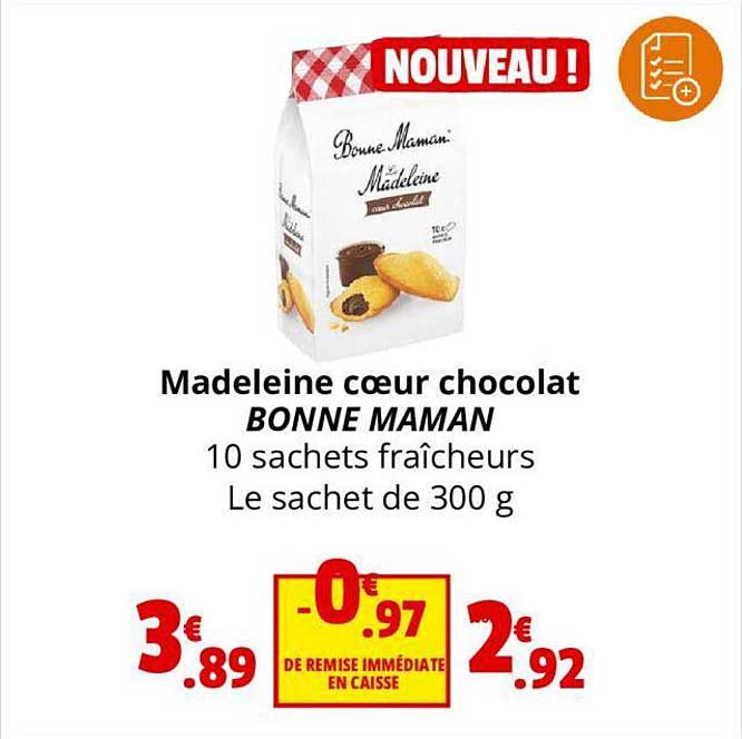 madeleine cœur chocolat bonne maman