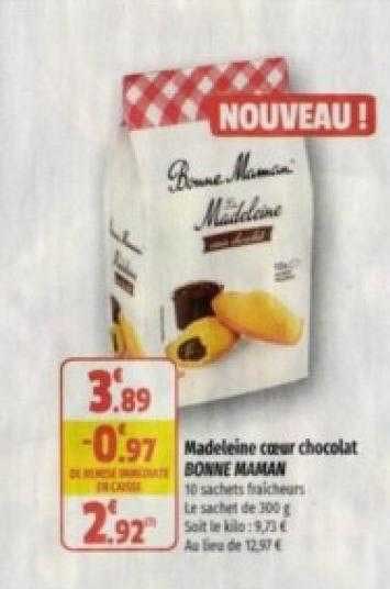 madeleine cœur chocolat bonne maman