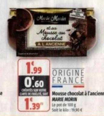 Mousse Chocolat à L'ancienne Marie Morin