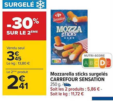 Mozzarella Sticks Surgelés Carrefour Sensation