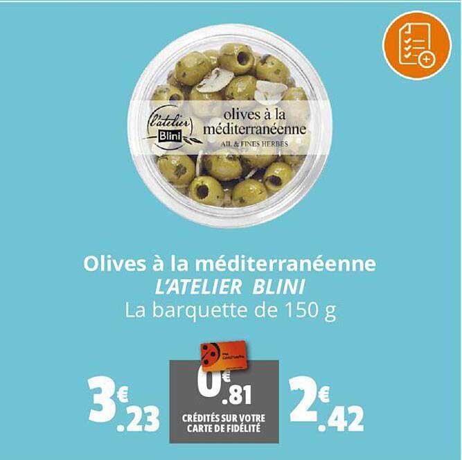 olives à la méditerranéenne l'atelier blini