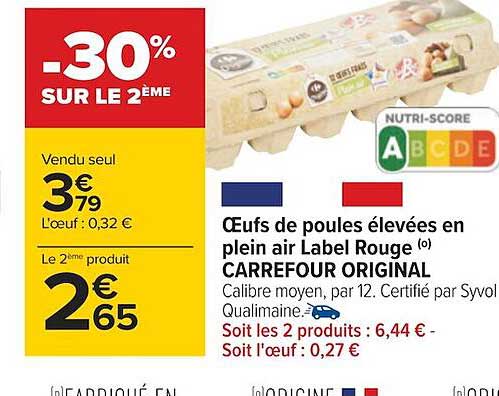 œufs de poules élevées en plein air label rouge carrefour original