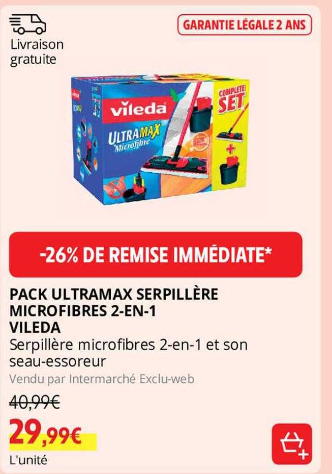Pack Ultramax Serpillère Microfibres 2-en-1 Vileda