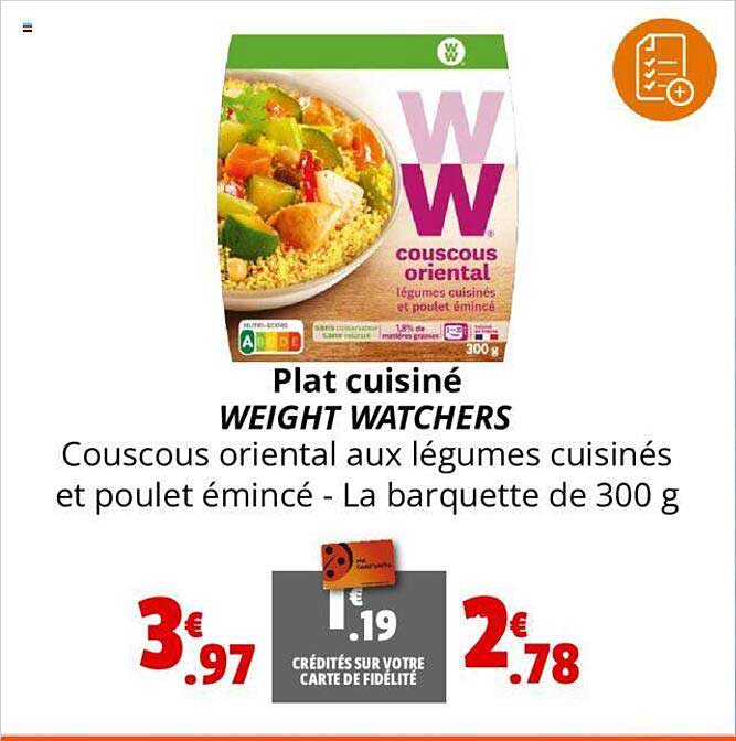 plat cuisiné weight watchers
