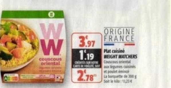 plat cuisiné weight watchers