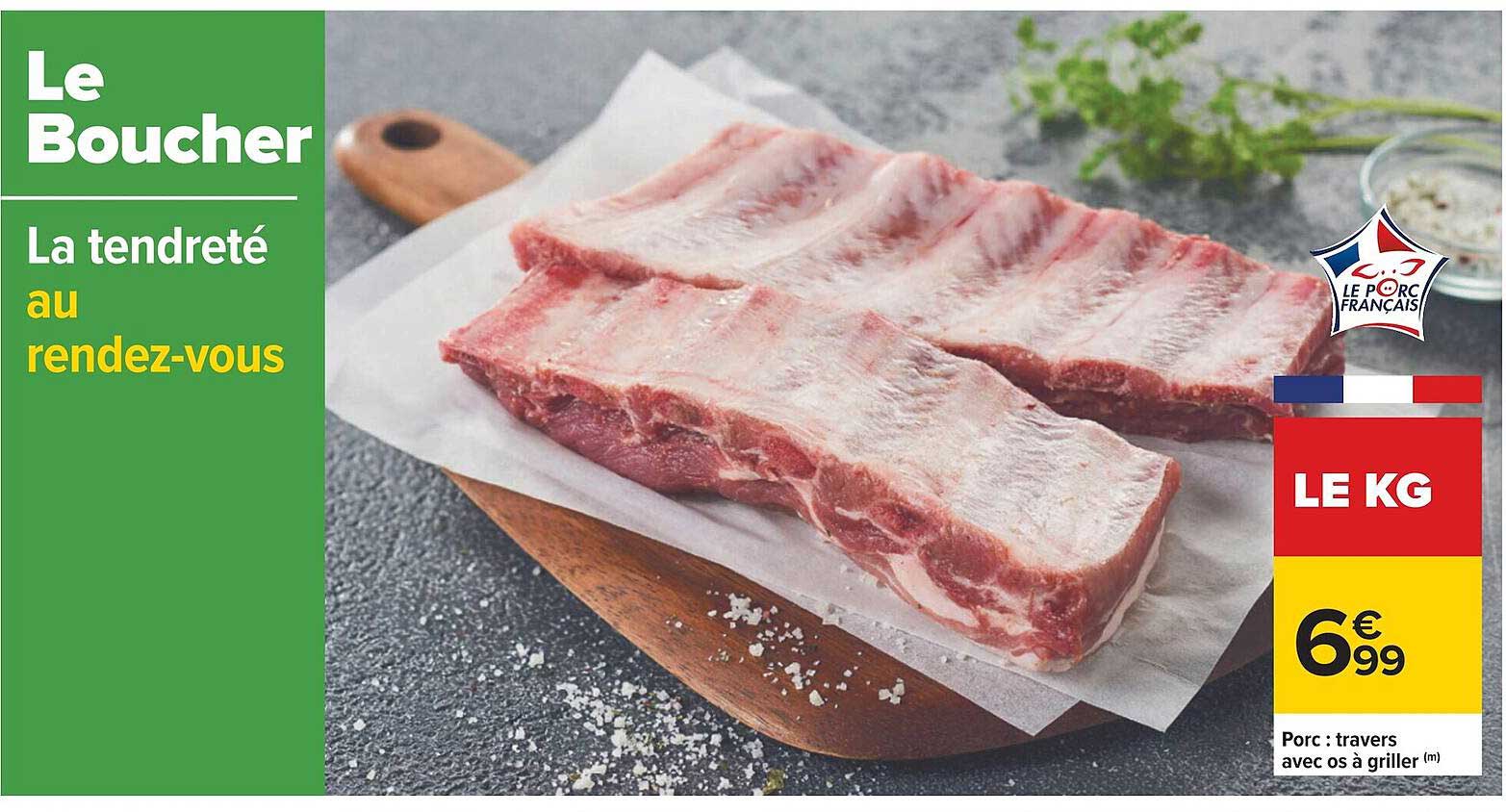 Porc : Travers Avec Os à Griller