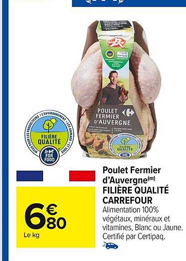 Poulet Fermier D'auvergne Filière Qualité Carrefour
