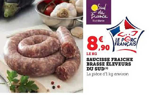 saucisse fraîche brasse éleveurs du sud