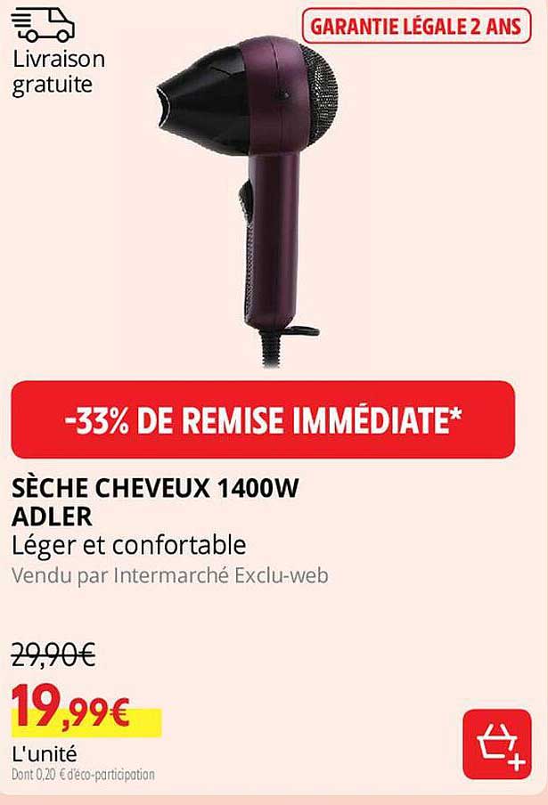 sèche cheveux 1400w adler