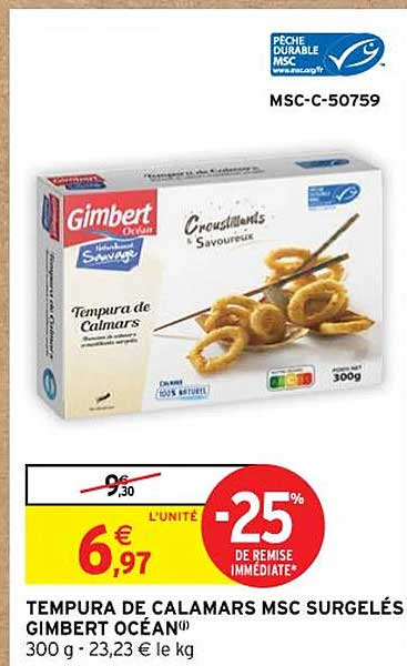 tempura de calamars msc surgelés gimbert océan