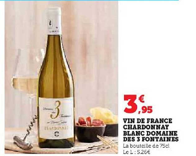 vin de france chardonnay blanc domaine des 3 fontaines