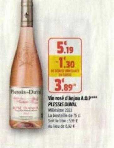 vin rosé d'anjou a.o.p. plessis duval