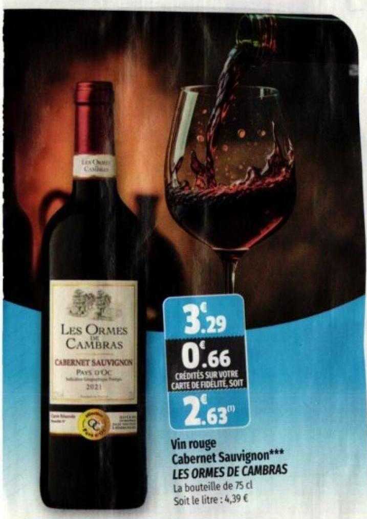 vin rouge cabernet sauvignon les ormes de cambras