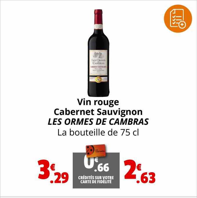 vin rouge cabernet sauvignon les ormes de cambras