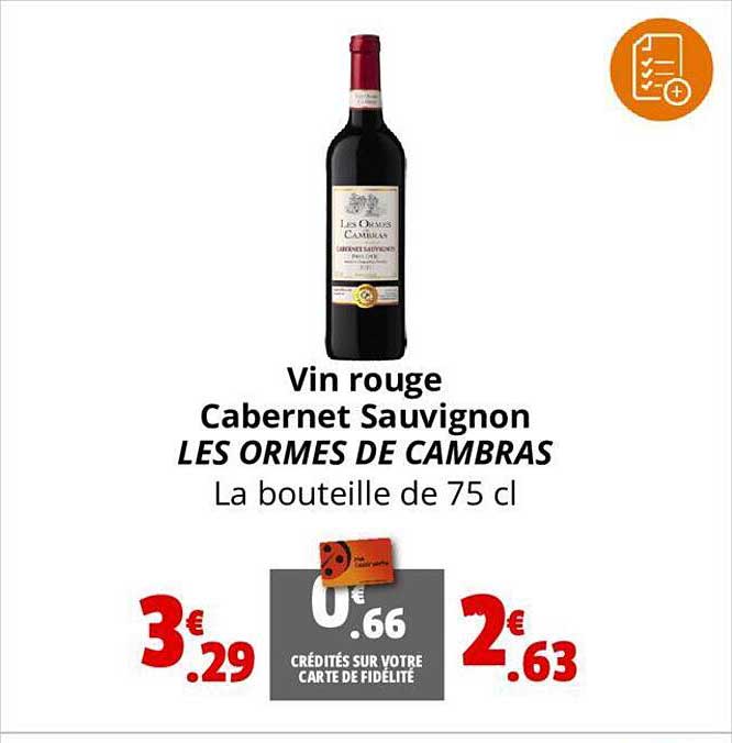 vin rouge cabernet sauvignon les ormes de cambras