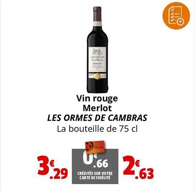 vin rouge merlot les ormes de cambras
