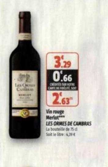 vin rouge merlot les ormes de cambras