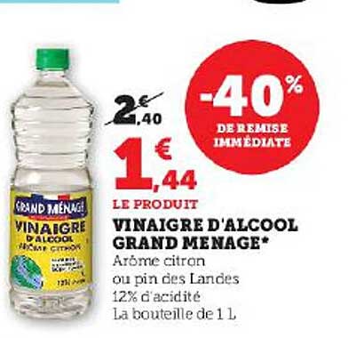 vinaigre d'alcool grand ménage