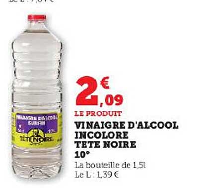 vinaigre d'alcool incolore tête noire 10°