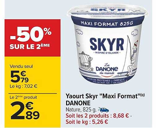 yaourt skyr "maxi format" danone