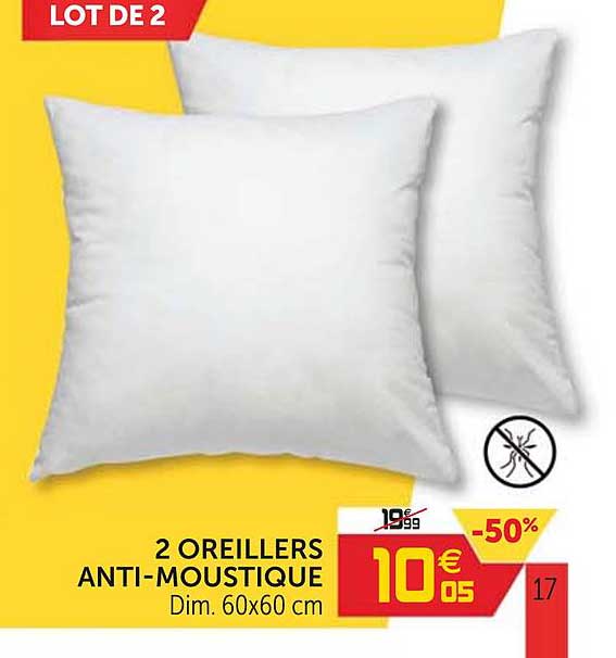 2 oreillers anti moustique