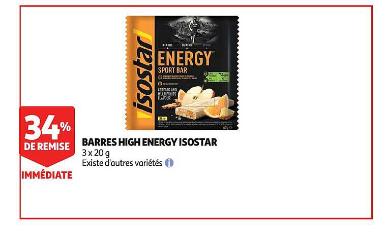 barres high energy isostar 34% de remise immédiate