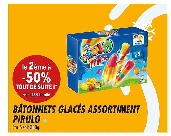 Bâtonnets Glacés Assortiment Pirulo Mix Nestlé Le 2ème -50%