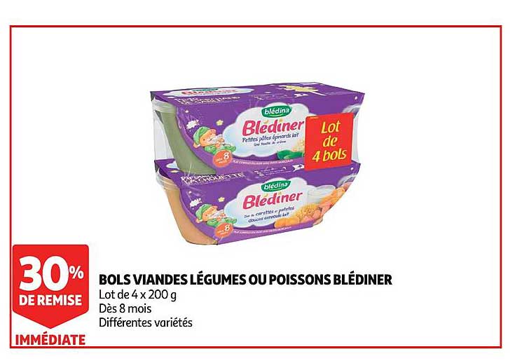 bols viandes légumes ou poissons blédiner 30% de remise immédiate