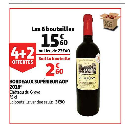 bordeaux supérieur aop château du grava 2018 4+2 offertes